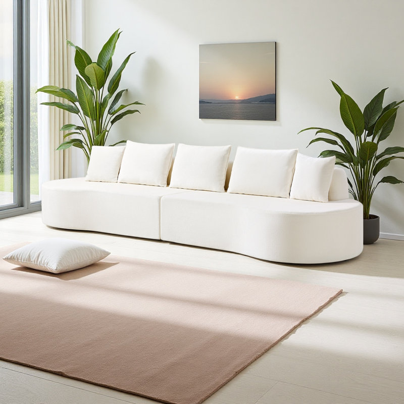 Canapé modulaire incurvé moderne 138,6 po avec éponge entièrement compressée haute densité, ensemble de 2 pièces, entièrement assemblé faisant face à la gauche / à la droite, parfait pour le salon, le salon