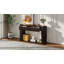 Console ovale avec 2 tiroirs et tablette inférieure Trexm, table d'entrée en bois avec glissières en métal pour le salon-1069952974