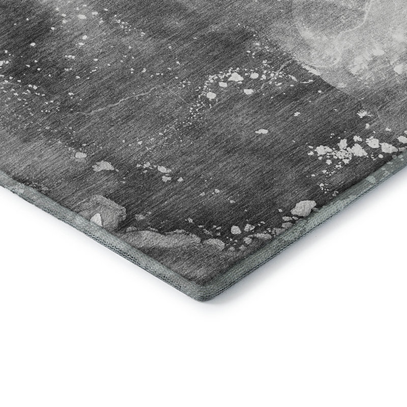 Tapis gris Cerrito AMF518 lavable à la machine de qualité supérieure, Rectangulaire 3 pi x 5 pi