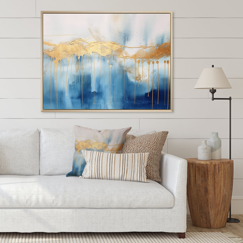 Momentary Spirit Golden Wave, peinture I - reproduction, 24" H x 32" W, Cadre naturel flottant