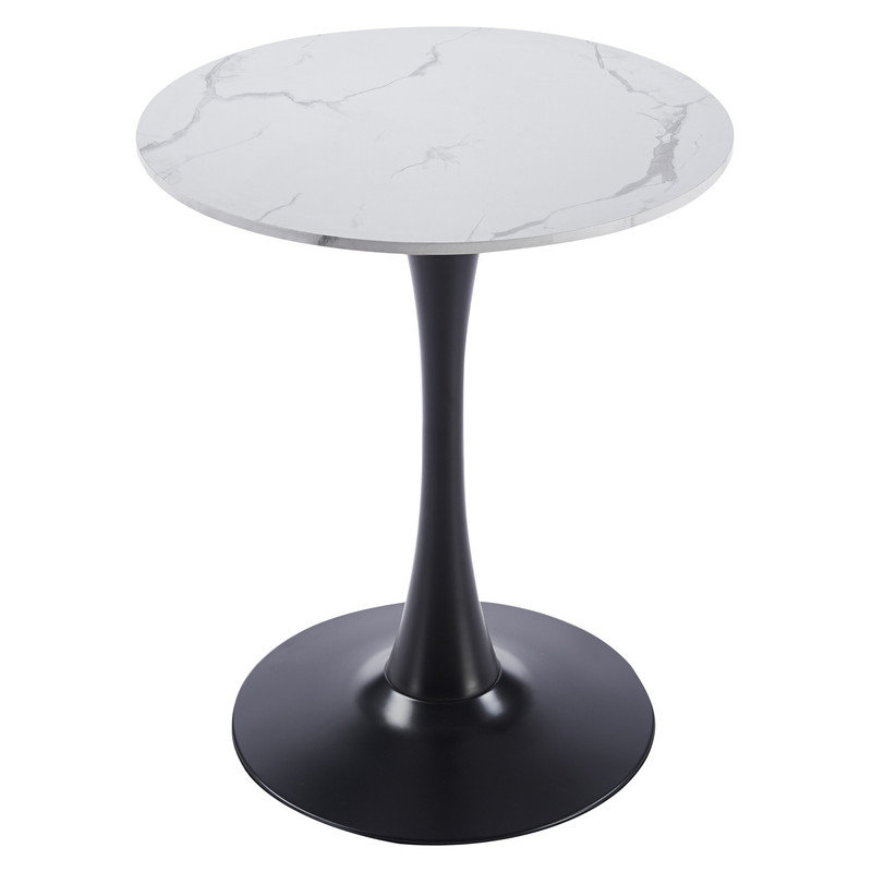  Bristol 27" Round Dining Table, Modern 2-Person Kitchen Beveled Table Top with Black Pedestal Base, Small Space Bistro Table for Apartments