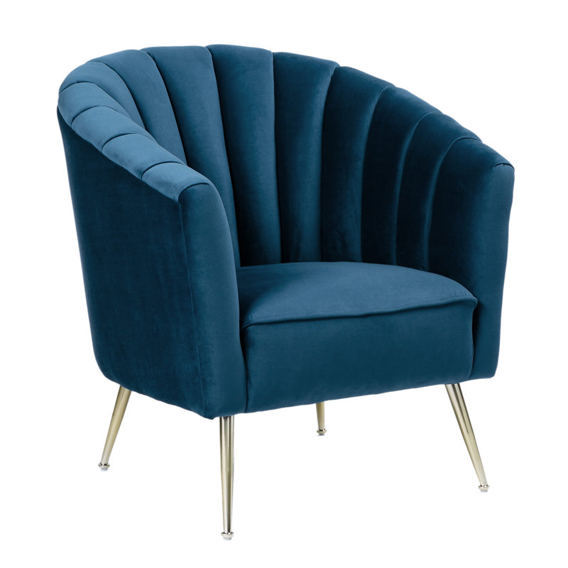 Fauteuil demi-tonneau Hur Velvet, Bleu royal