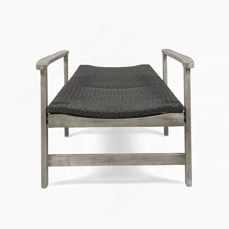 Hampton Acacia Wood And Wicker Chaise Lounge, Durable And Adjustable For Ultimate Outdoor Relaxation
