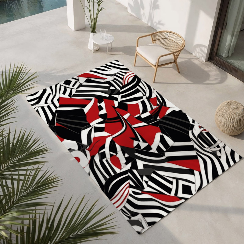 Blood Mirage Indoor And Outdoor Area Rug, Rectangle 1'6" x 2'6"
