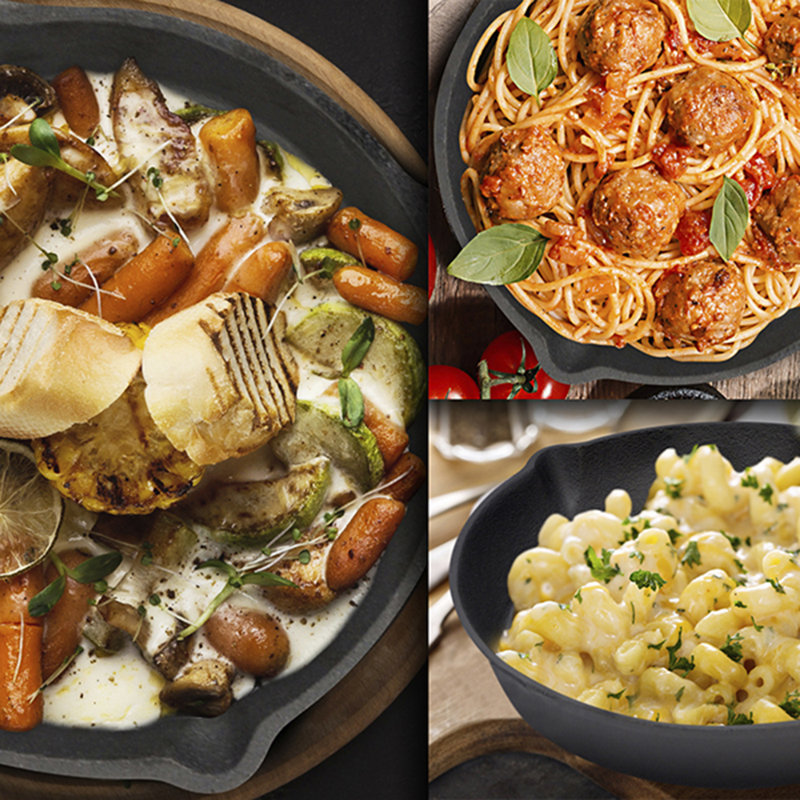 Pre-Seasoned Black Cast Iron Fry Pan Set, 6", 8", 10"