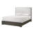 Contemporary Upholstered Queen Panel Bed With Head, Gray And Beige Accents Stylish Button Headboard, Slats Included, Upholstery-208687401