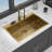 36" Drop - In Gold 16 Gauge T304 Stainless Steel Kitchen Sink With Workstation Track, X Shaped Water Guide For Easy Drain, Condensation Coating And 3mm Pad, Comes Drying Rack Installation Feature, To