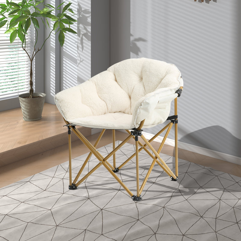 Asusena Folding Camping Chair, White Polyester Blend