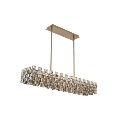 Luminaire suspendu linéaire clair / doré clair / champagne en métal brossé 8 LT