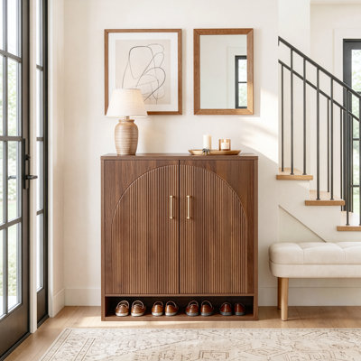 30-Pair Fluted Shoe Storage Cabinet
