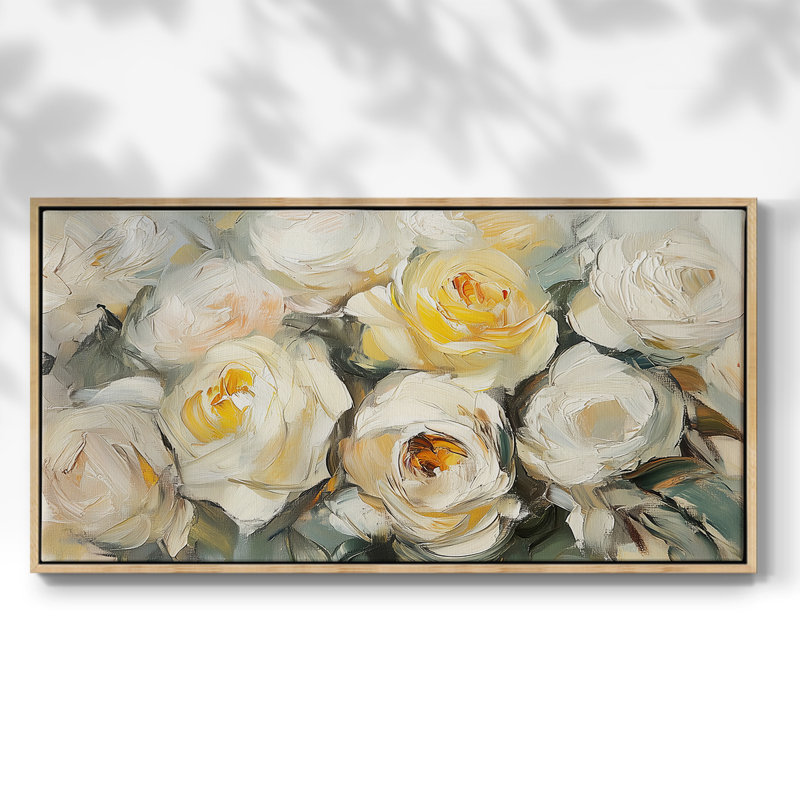 Botanical Series-CCX- Toile tendue avec châssis tendue, prête à être accrochée, H 17 po x l 33 po, Naturel