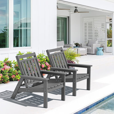 Set of 2 Adjustable HDPE All Weather Outdoor Adirondack Chair