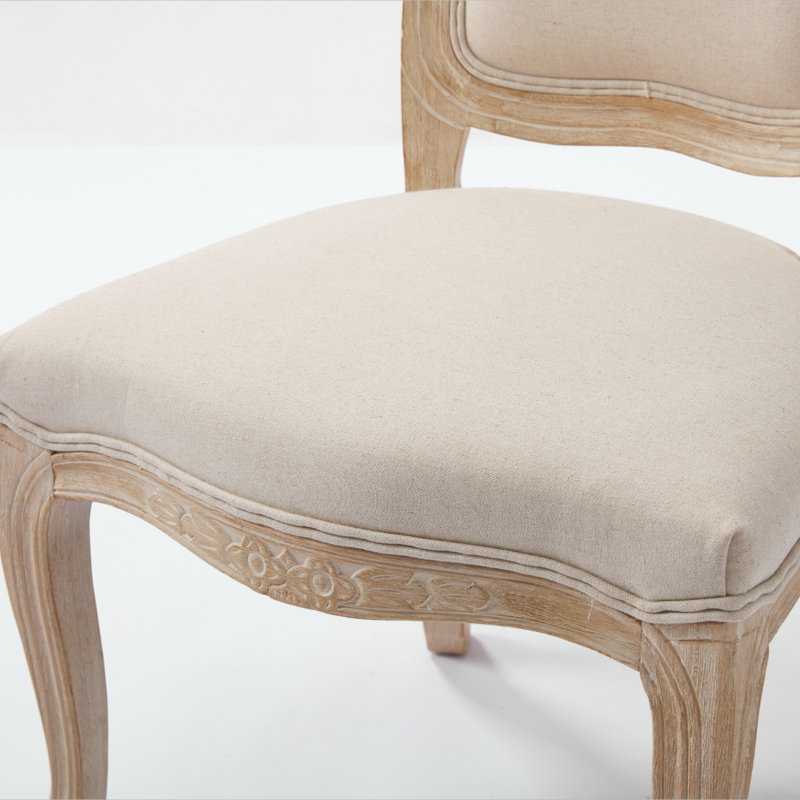 Chaises de salle à manger de style champêtre beige haut de gamme Amando, chaises rembourrées avec dossier en éventail, techniques de tréfilage et de sculpture