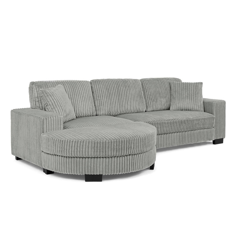 Canapé-lit modulaire rembourré en velours Corduroy, Velours côtelé gris