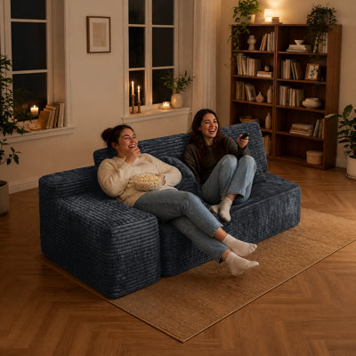 Lit de repos à accoudoir gauche de 68 po de largeur Lazar, revêtement en velours côtelé avec mousse pure, conception de siège moderne à assise profonde