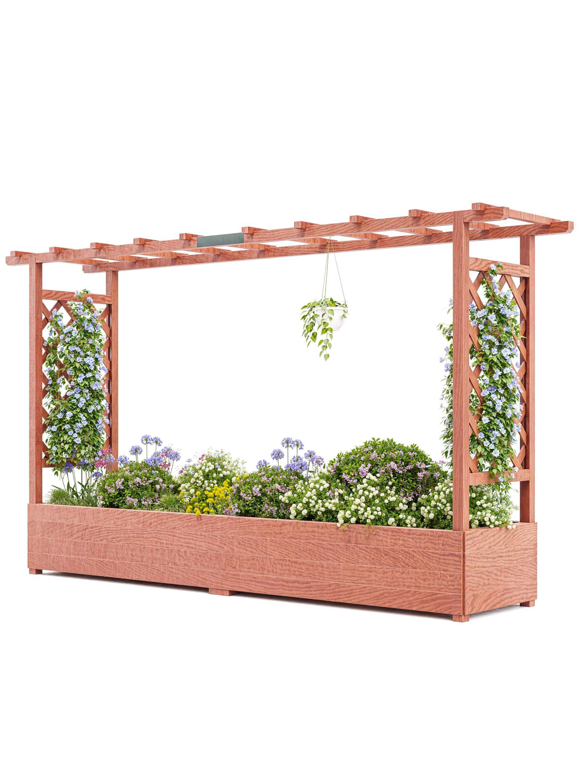 Wooden Elevated Garden Planter With Trellis | Wayfair