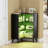 L-shaped Corner Display Case With Tempered Glass Doors, Led Lighted Curio Cabinet With Adjustable Shelves For Collectibles 