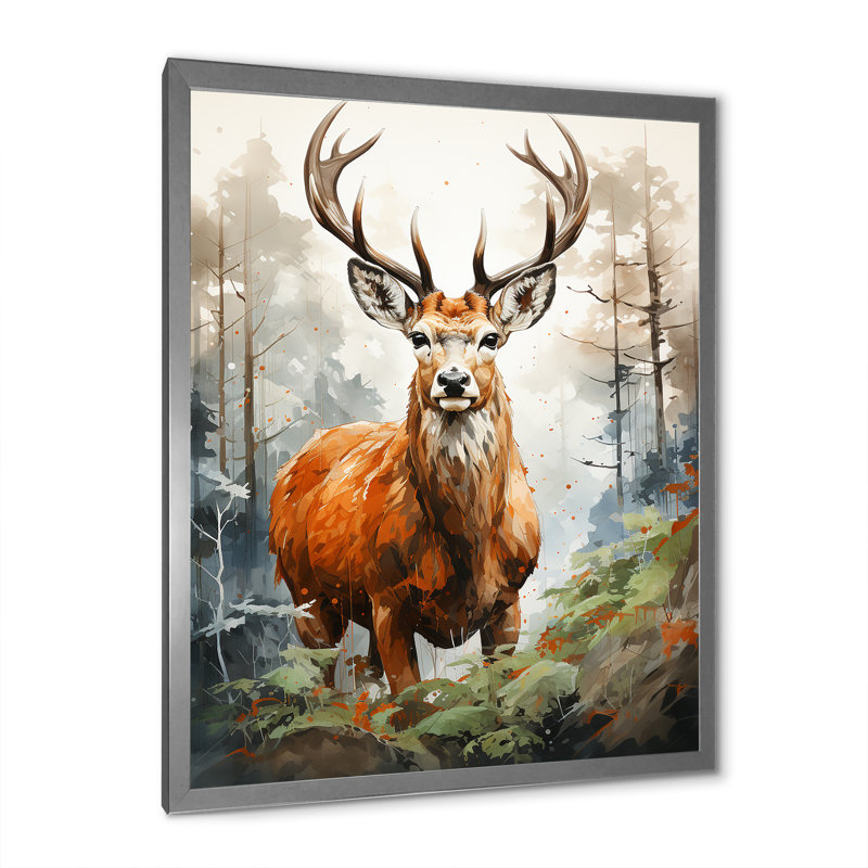 Deer Wonderers IV, H 20 po x l 12 po x P 1 po, Cadre simple argenté