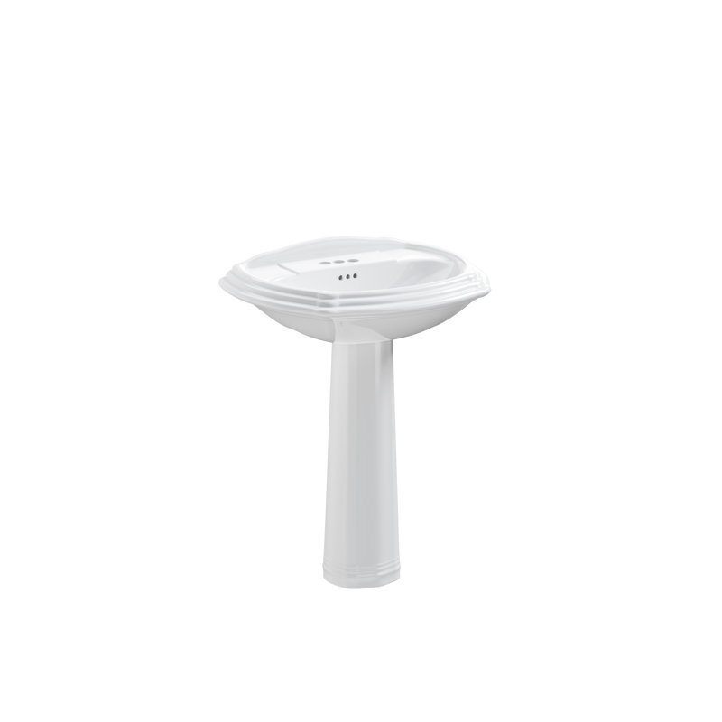 Soren Pedestal Lavatory, White, 4" Centers