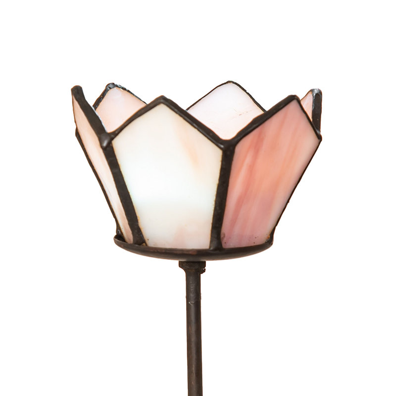 Tealight Candle Holder, Pink/Green, 8" H x 3" W x 3" D