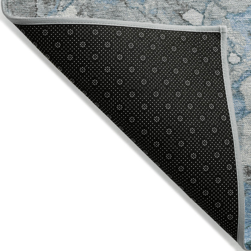 Tapis bleu intérieur / extérieur lavable à la machine Xhevrie, Rectangle 5 pi x 7 pi 6 po