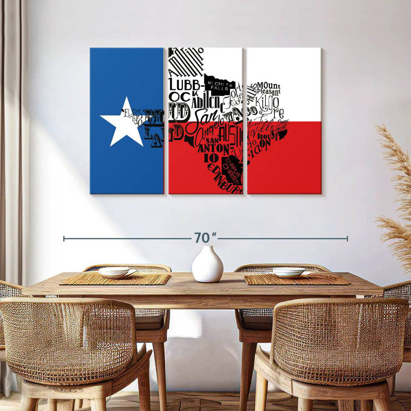 Borges Texas Flag With Map, 36" H x 57" W