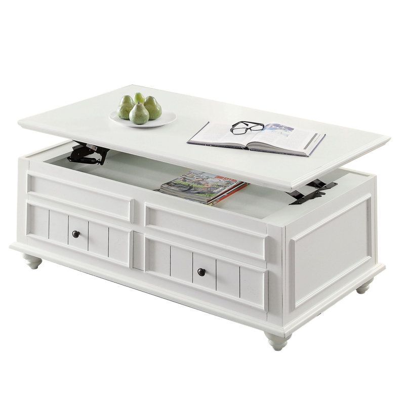 Table basse blanche avec plateau relevable Manti