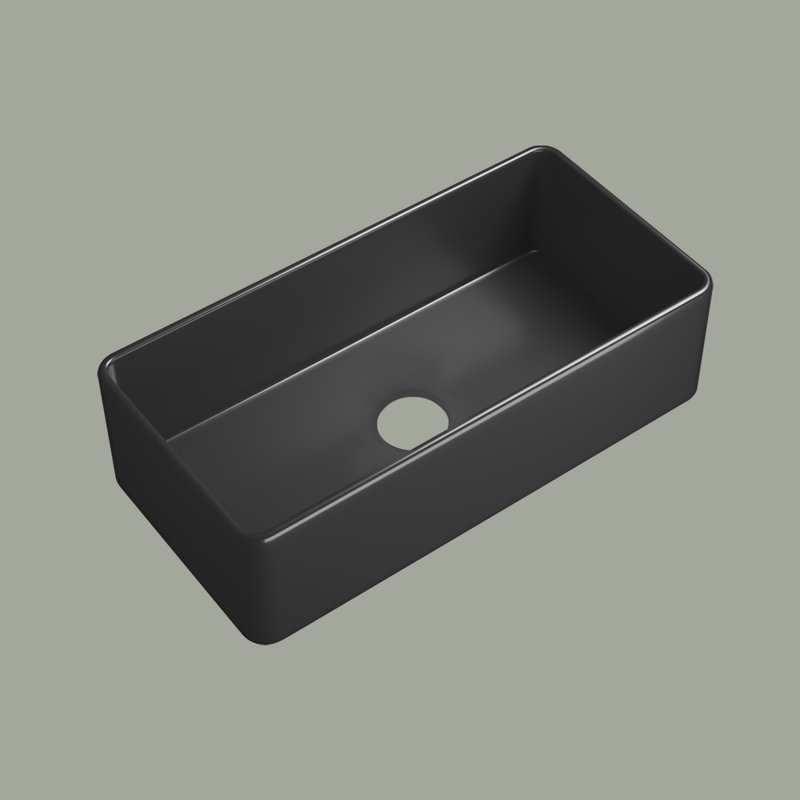 Évier de cuisine à simple cuve en argile réfractaire, Blanc, H 10 po x l 18 po x L 36 po