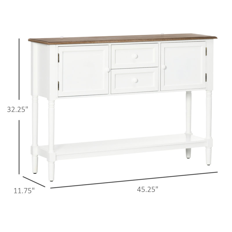 Console blanche avec solution de rangement, utilisation polyvalente - pieds en pin, vestibule captivant