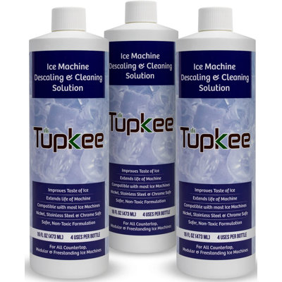 Tupkee Ice Machine Cleaner And Descaler - 16 Fl Oz, Nickel Safe Ice Maker Cleaner - Compatible With: Whirlpool 4396808, Manitowac, Ice-O-Matic, Scotsman, Follett & More! - Made In USA - Pack Of 3