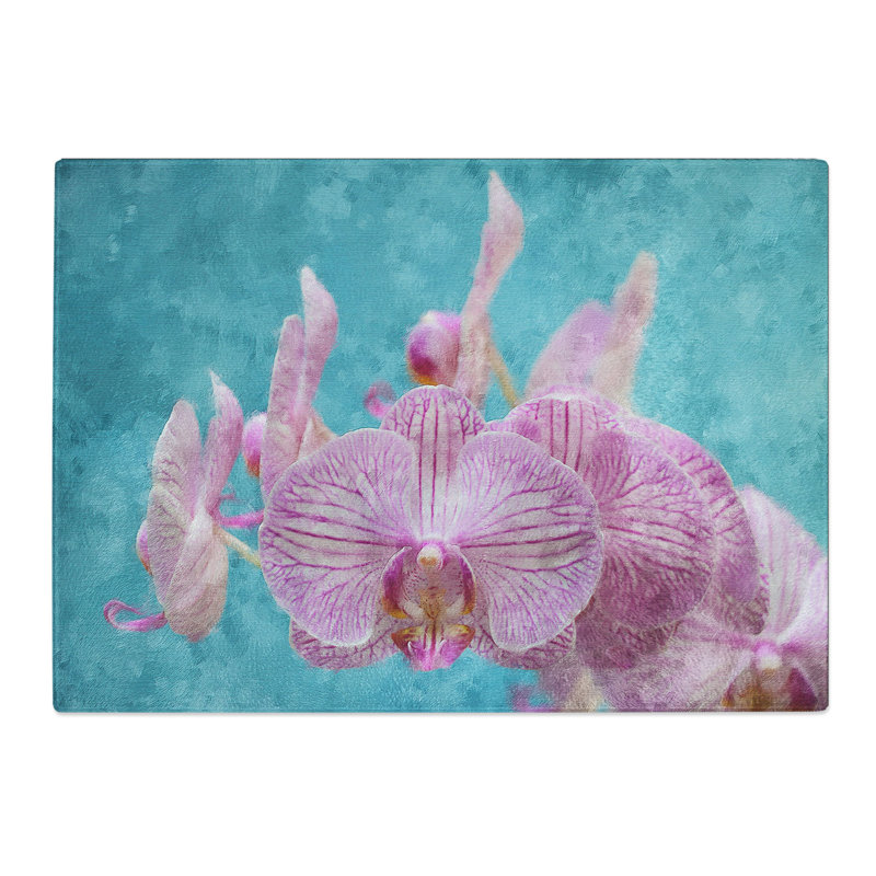 Tempered Glass Lilac & Pink Orchids Chopping Board, 28.5 cm x 39 cm