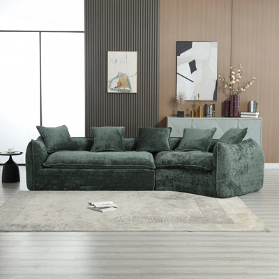 Modular Sectional Sofa with Pillows Chenille Fabric Living Room Furniture Sets