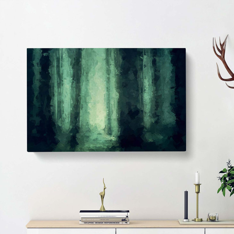 Green Misty Forest in Abstract - Wrapped Canvas, 35cm H x 50cm W x 3cm D