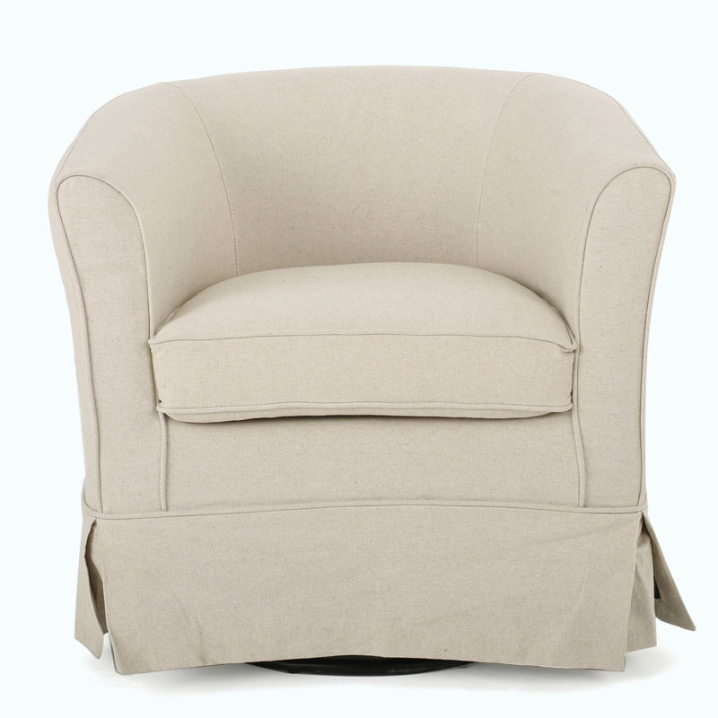 Fauteuil demi-tonneau pivotant et évasé, Ivoire ivoire