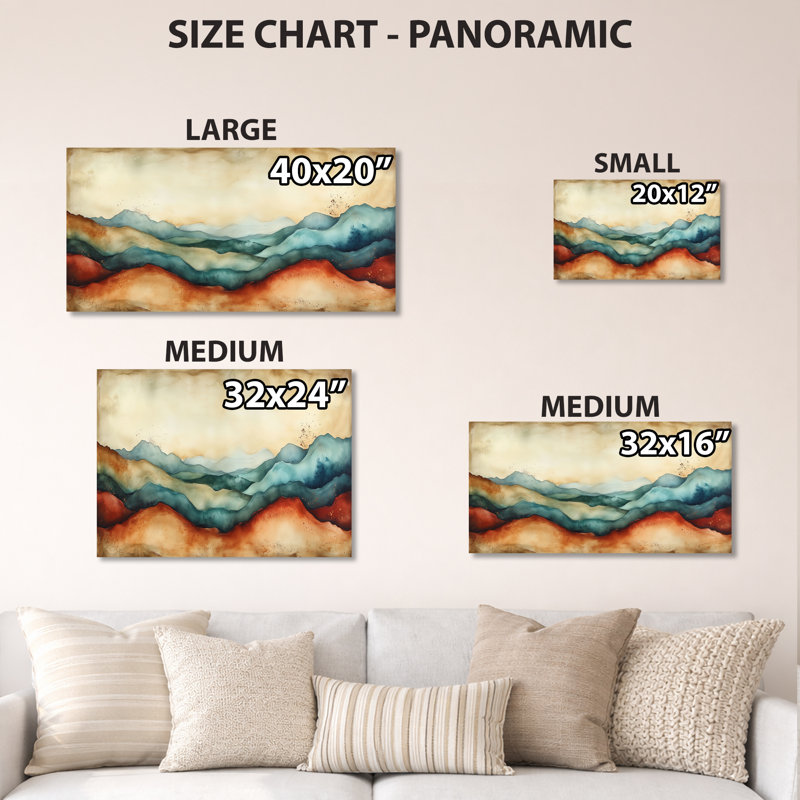 Art mural moderne - Horizon du désert en rouille et argile, impression abstraite sur métal, L 32 po x H 24 po