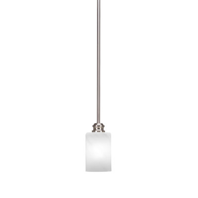 Mini-luminaire suspendu Burwinda au fini nickel brossé avec verre de marbre blanc de 4 po