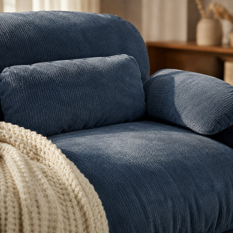 Canapé d'angle modulaire Elarquess Cloud pour 2 personnes avec pouf amovible, assise profonde en chenille, coussins en mousse haute densité et ressorts, 2 petits coussins lombaires