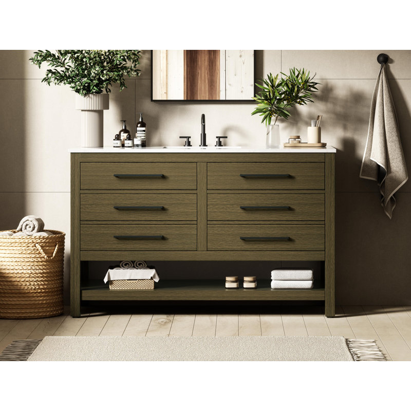 Meuble-lavabo simple 54 po_Moderne_VF60554, Brun châtaigne, 54"
