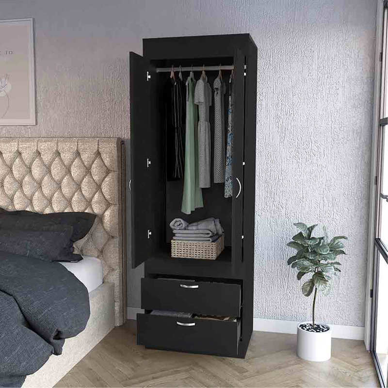 Armoire Alabama, une grande armoire, deux tiroirs