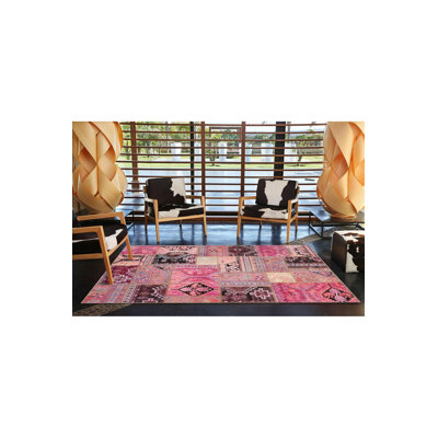 Tapis décoratif lavable en machine rose