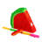 Fax Potato - Pinatas Watermelon Cardboard Pinata, Stick and Blindfold Set - W42cm x D9cm x H36cm - Red