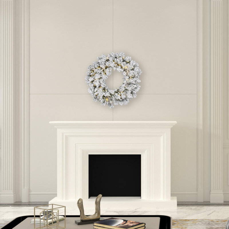 Couronne de neige artificielle, H 30 po x l 30 po x P 3 po, Blanc
