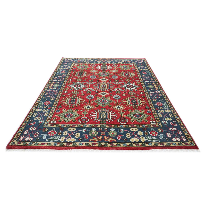 Tapis rouge en laine noué à la main 8 pi 2 po x 10 pi 1 po Oushak