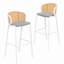 Tabouret de bar moderne de style Mid-Century Daishun, tabouret de bar à hauteur de comptoir en osier avec accoudoirs, fauteuil d'îlot de cuisine rembourré en tissu, mobilier de salle à manger à structure en acier robuste-781822978