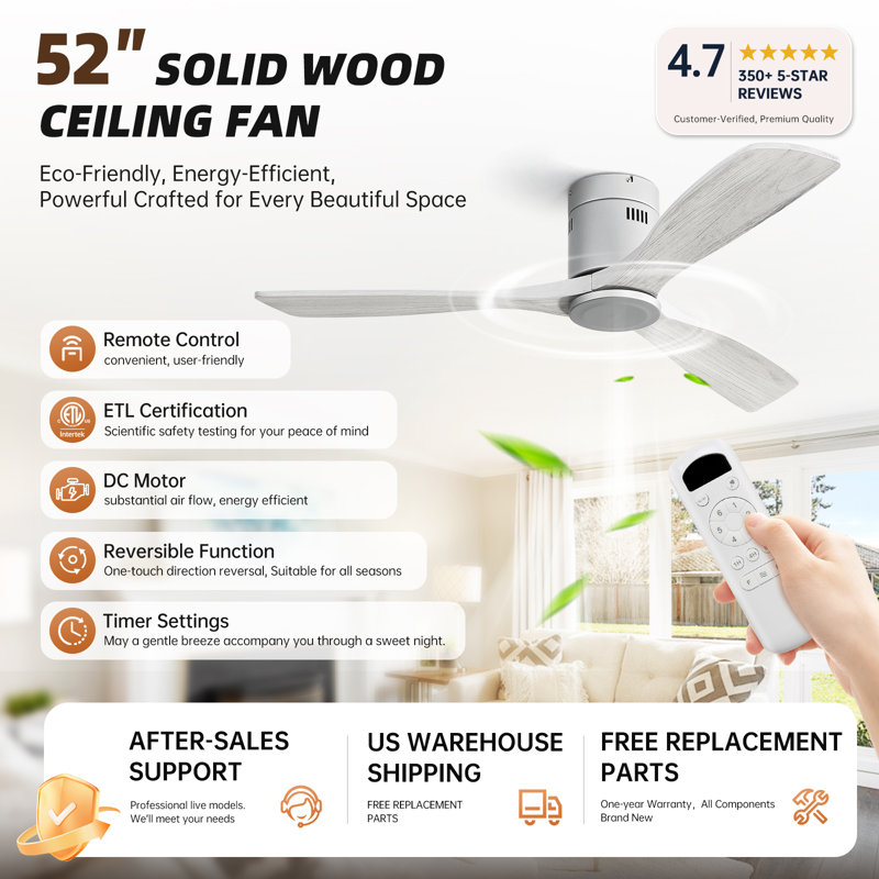Nicola 52" 3-Blade Ceiling Fan, Silver Finish with Gray Blades