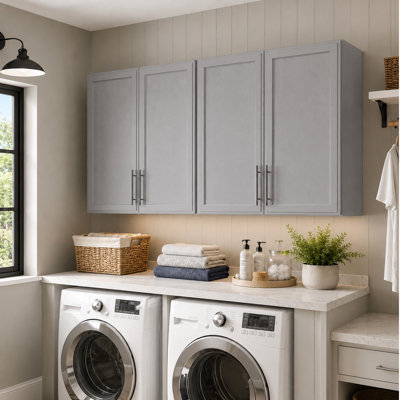 59" Laundry Room Wall Cabinets with Adjustable Shelf, Large Wall Storage Cabinet for Laundry, Bathroom, Kitchen