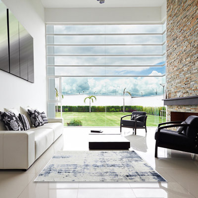 Tapis bleu/gris