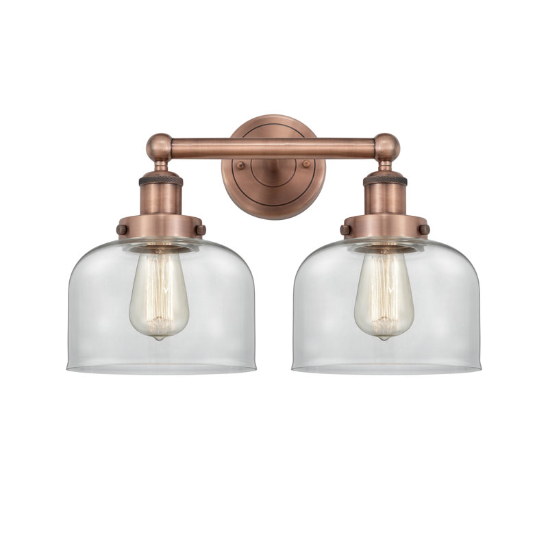 Éclairage pour meuble-lavabo à 2 lumières à intensité variable Arlester, Transparent, Cuivre antique