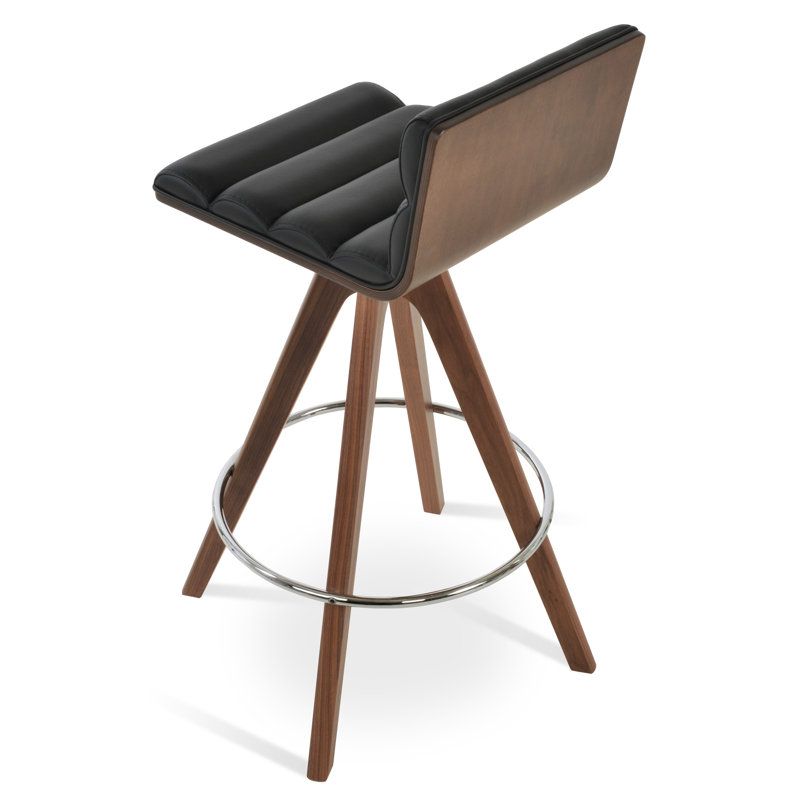 Corona Comfort Pyramid Counter & Bar Stool, Black Leatherette, Counter Stool (24.5” Seat Height)