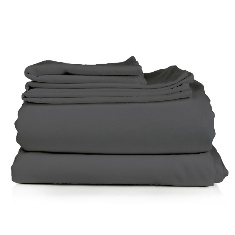 Microfiber Sheet Set, Gray, Twin Sheet Set + Fitted Sheet + 1 Pillowcase